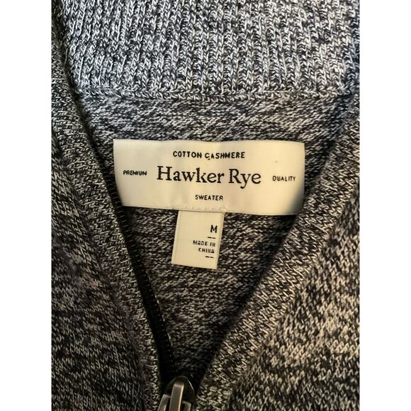 Hawker Rye Mens Sweater Mock Neck Cotton Cashmere Quarter Zip Grey/Black Size M - Picture 4 of 5